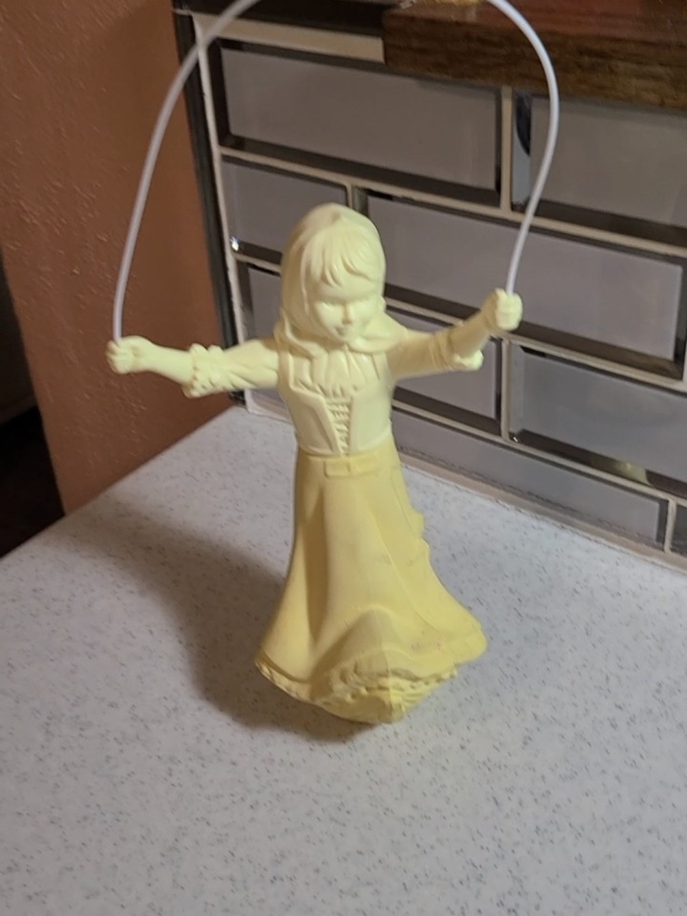 Avon Yellow Girl Figurine with Skipping Rope Collectible Empty Avon Bottle - Picture 4 of 8